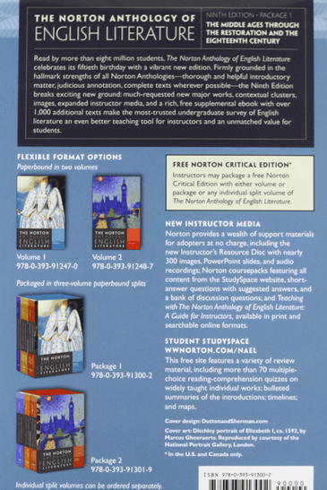 The Norton Anthology Of English Literature Ninth Edition Vol Package 1 A B C